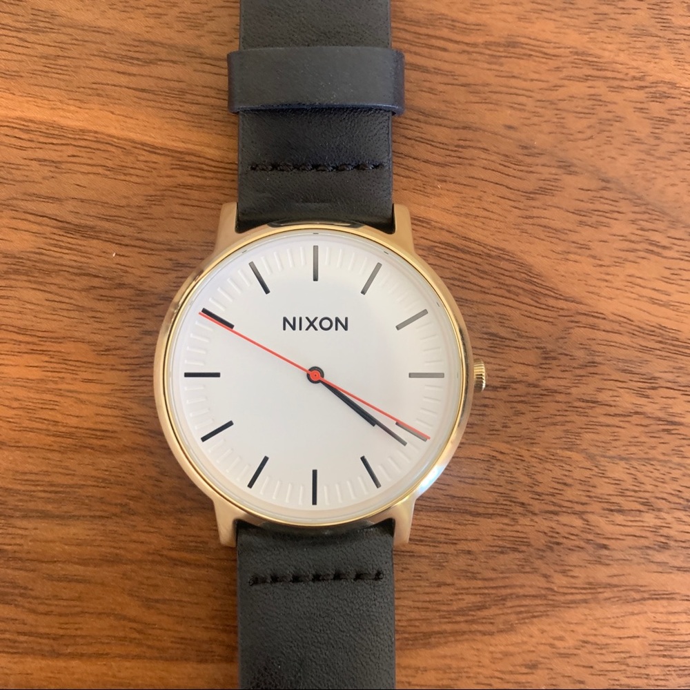 Nixon Black Leather Watch - The Porter